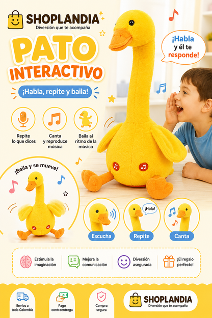🐥 PATO INTERACTIVO QUE REPITE Y BAILA