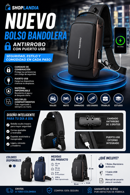 Bolso Bandolera Multifuncional para Hombre | Shoplandia
