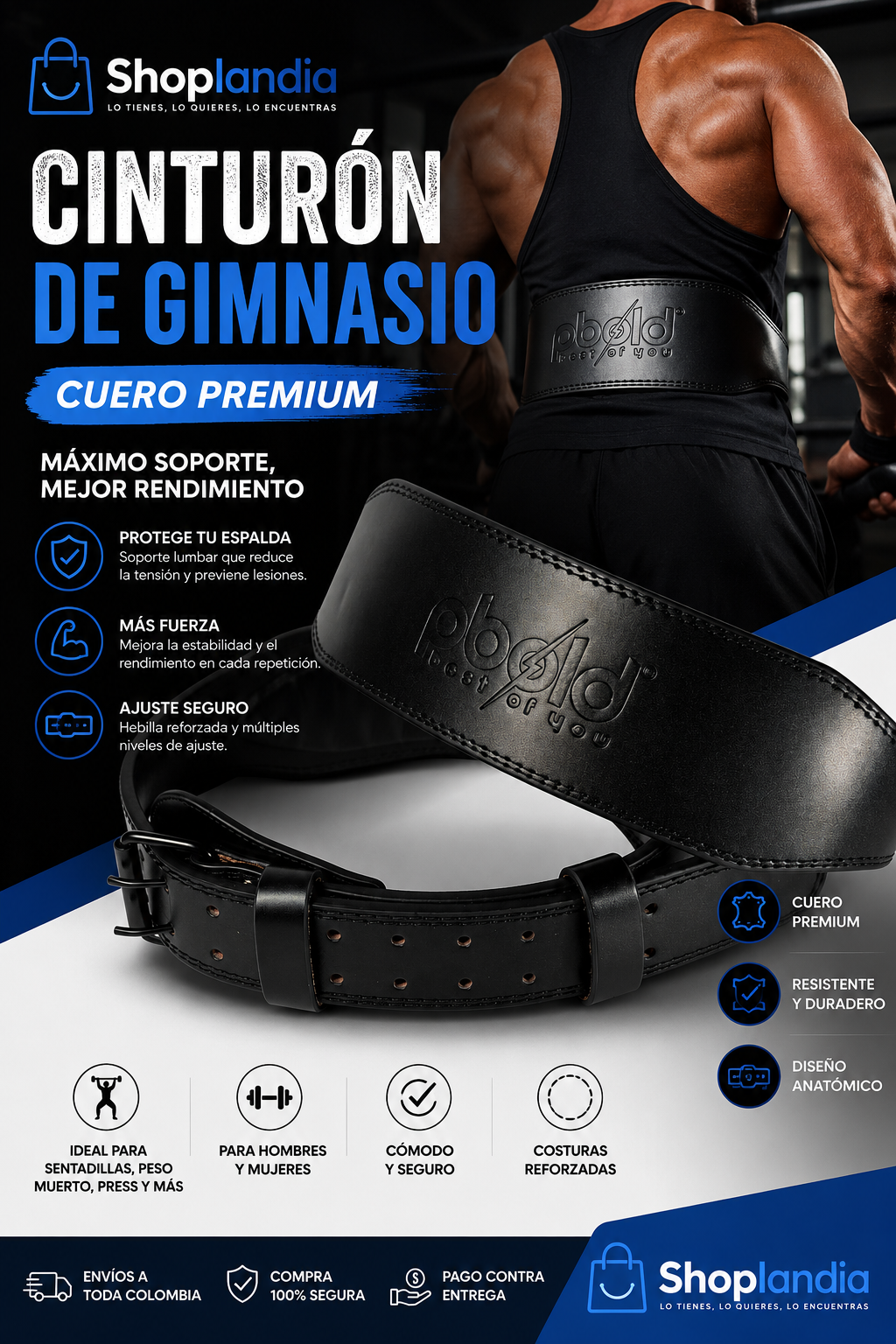 Cinturón de Gimnasio en Cuero Premium