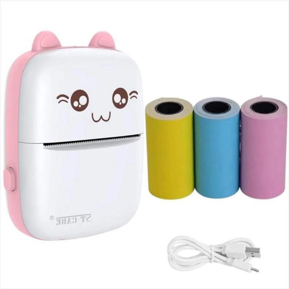 Mini Impresora Inalámbrica Bluetooth Térmica Portátil + 10 Rollos de Papel + Marcadores