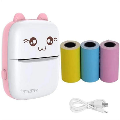 Mini Impresora Inalámbrica Bluetooth Térmica Portátil + 10 Rollos de Papel + Marcadores