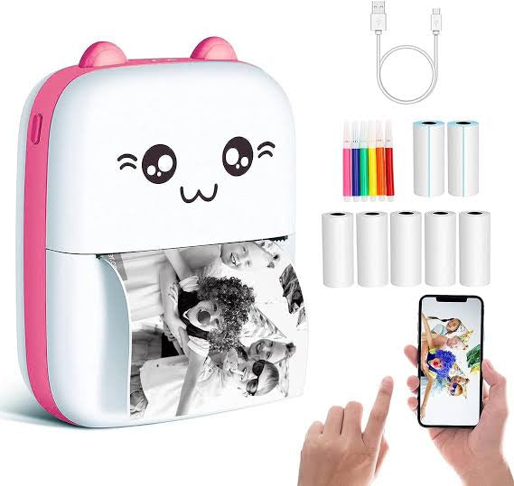 Mini Impresora Inalámbrica Bluetooth Térmica Portátil + 10 Rollos de Papel + Marcadores
