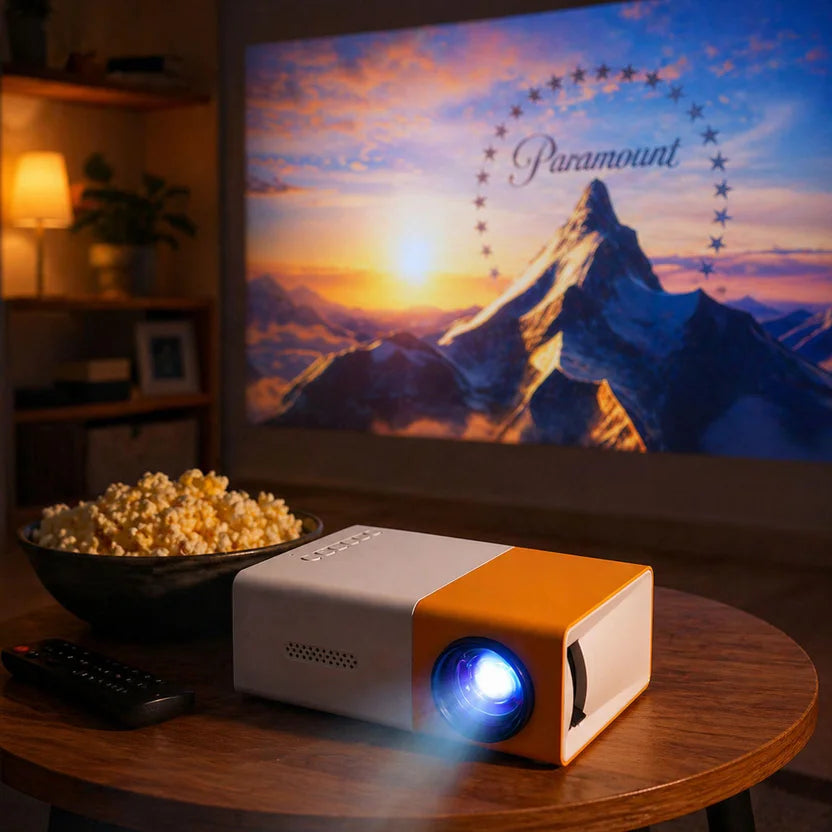 Mini proyector portátil 4K. Llega a tu casa antes del primer partido.
